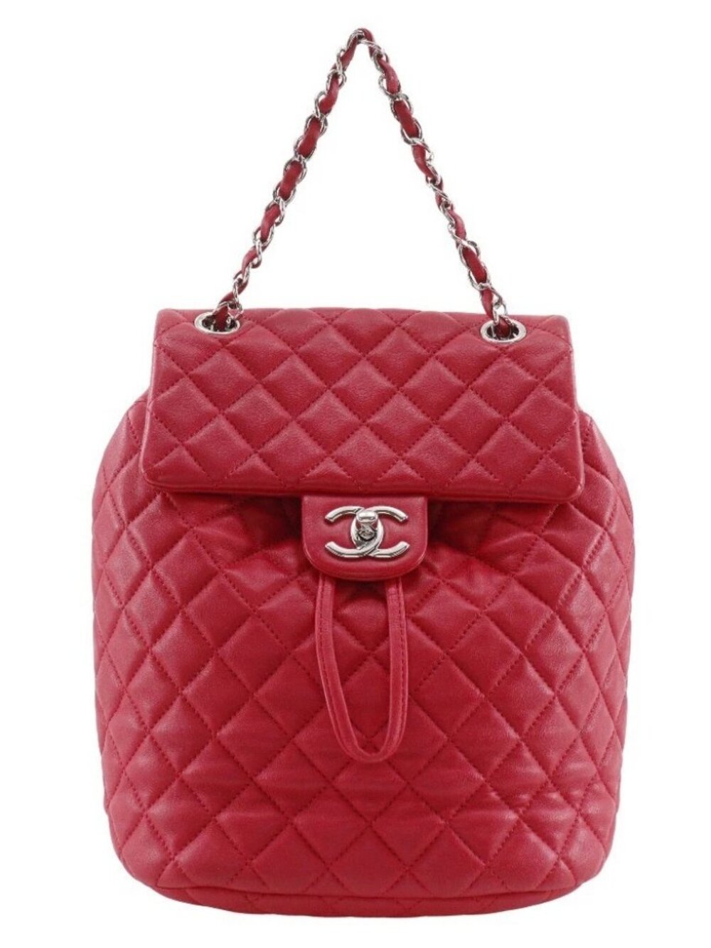 CHANEL Matelasse Backpack Daypack Red lambskin Women